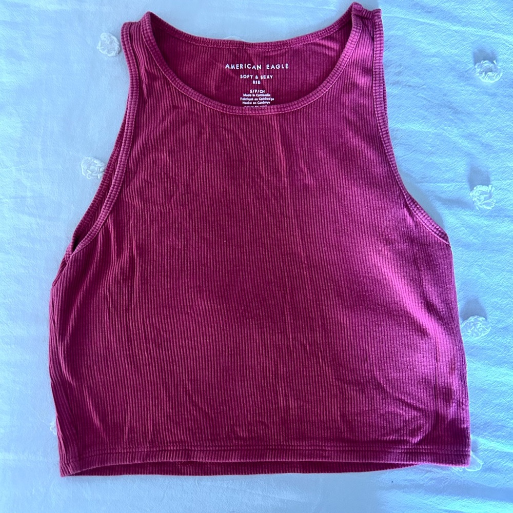 American Eagle Outfitters Women's Ribbed Tank Top - coral